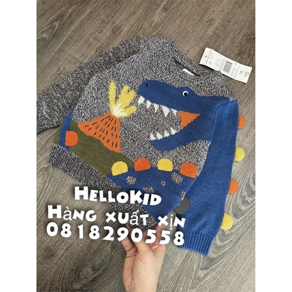 A647 - Áo len muối tiêu khủng long bé trai FF