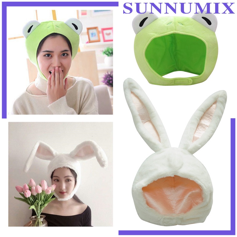Set 2 Mũ Cotton Giữ Ấm Tai Thỏ / Ếch Giáng Sinh / Năm Mới