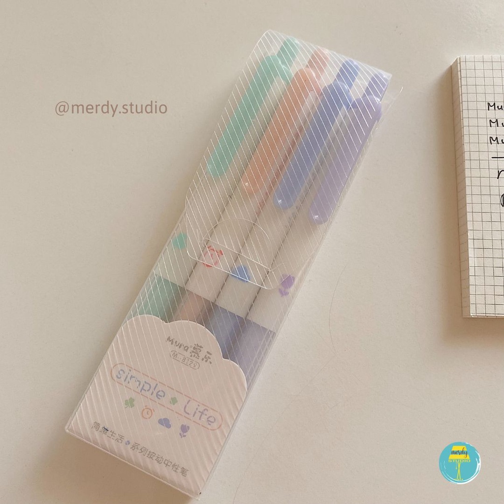 Bút bấm MURA Simple Life vỏ pastel ngòi 0.5mm
