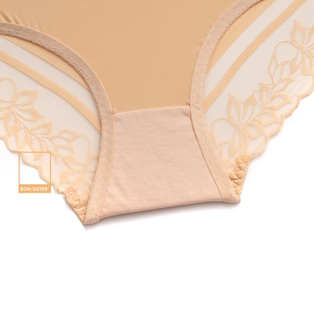 [Mã FAMALLT5 giảm 15% đơn 150k] Quần lót thun phối lưới màu trơn BOM SISTER Q204 | BigBuy360 - bigbuy360.vn
