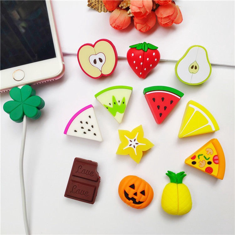 Phụ kiện bảo vệ đầu dây cáp hình trái cây dễ thương