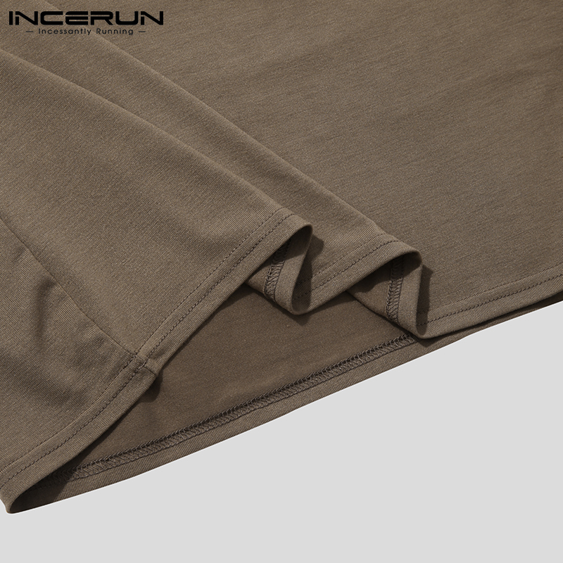 Áo Thun Cơ Bản INCERUN Trơn Màu Dành Cho Nam Phong Cách Cơ Bản