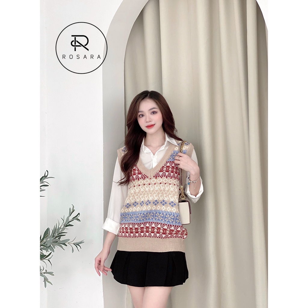 Áo len gile nữ 2 loại trơn và thổ cẩm | BigBuy360 - bigbuy360.vn