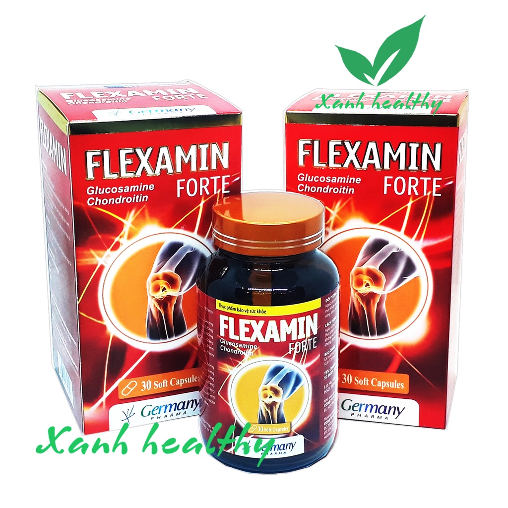 Viên giảm đau nhức mỏi xương khớp Glucosamine Flexamin - Uống Bổ Xương Khớp giảm thoái hóa khớp - Hộp 30 viên