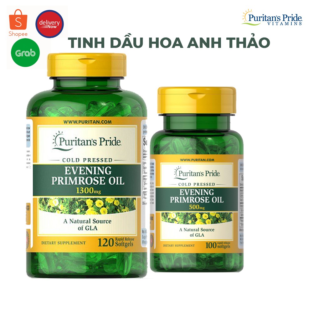 [CHÍNH HÃNG] tinh dầu hoa anh thảo ngừa mụn, đẹp da, cân bằng nội tiết 1300mg Evening Primrose Oil Puritan's Pride