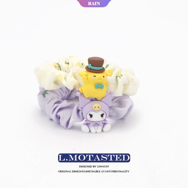 Mới Dây Buộc Tóc Co Giãn Màu Trơn Họa Tiết Sanrio Kuromi My Melody