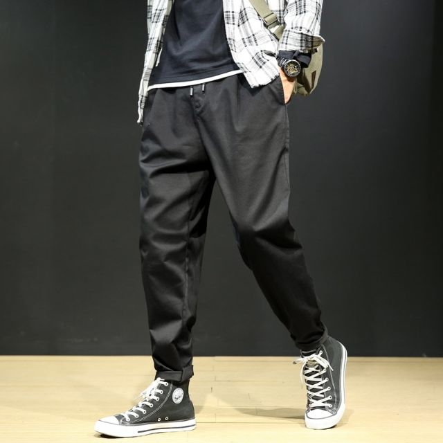 Quần Baggy Kaki Basic Màu Đen Be UNISEX