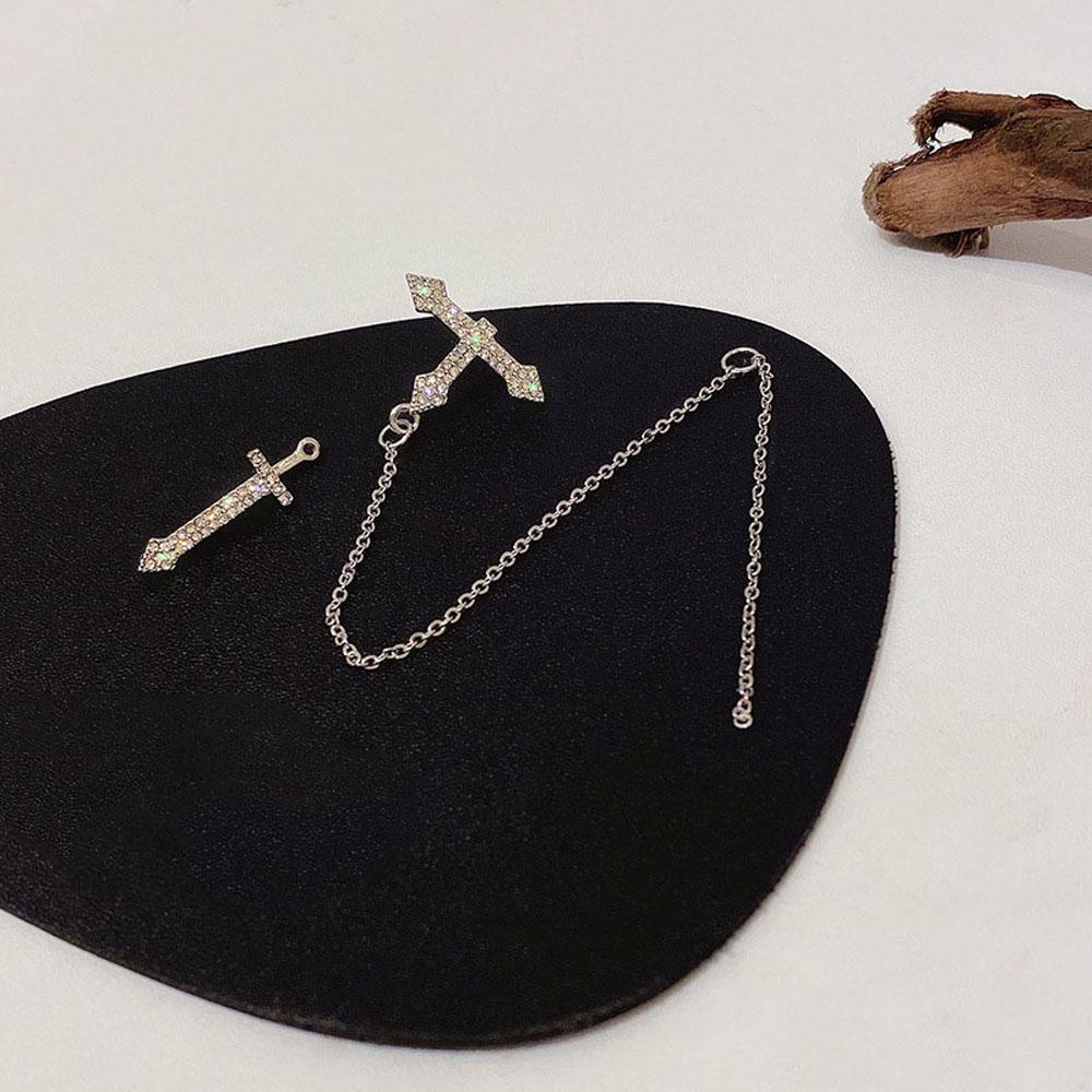 Khuyên Tai VANES1 Dạng Chuỗi Dài Mặt Thánh Giá Phong Cách Punk Sáng Tạo Thời Trang