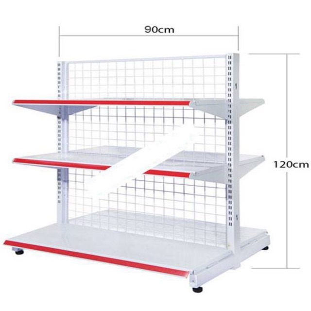 Kệ đôi 2 mặt để hàng tạp hoá cao 1m2 dài 90cm 3 sàn