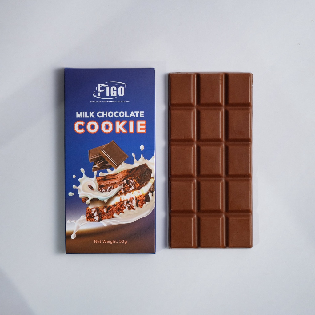COMBO 3 Hộp Milk Chocolate, Socola sữa 50% Cacao nhân Cookie 50gr, giòn tan trong miệng,vị đắng nhẹ đầu lưỡi