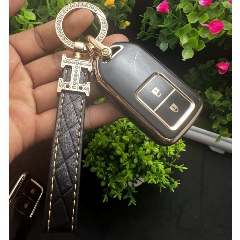 Bao khóa Đen Vàng -Ốp khóa  bảo vệ chìa khoá xe Honda CRV,CITY, HRV Jazz 2 nút bấm Smart key
