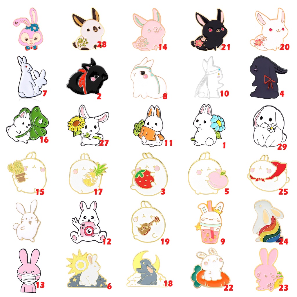 Ghim Cài Áo Kim Loại Tráng Men Hình Thỏ Đen Hoạt Hình Dễ Thương Vui Nhộn Đa Ứng Dụng