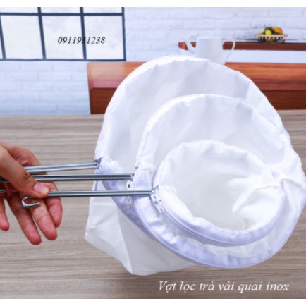 Vợt lọc trà vải, quai inox, nhiều kích thước, vợt lọc màu cà phê - dụng cụ pha chế cà phê trà sữa