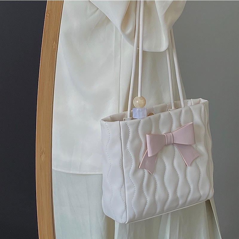 Túi tote Đeo Vai / Xách Tay Đính Nơ Dễ Phối Đồ Thời Trang Cho Nữ