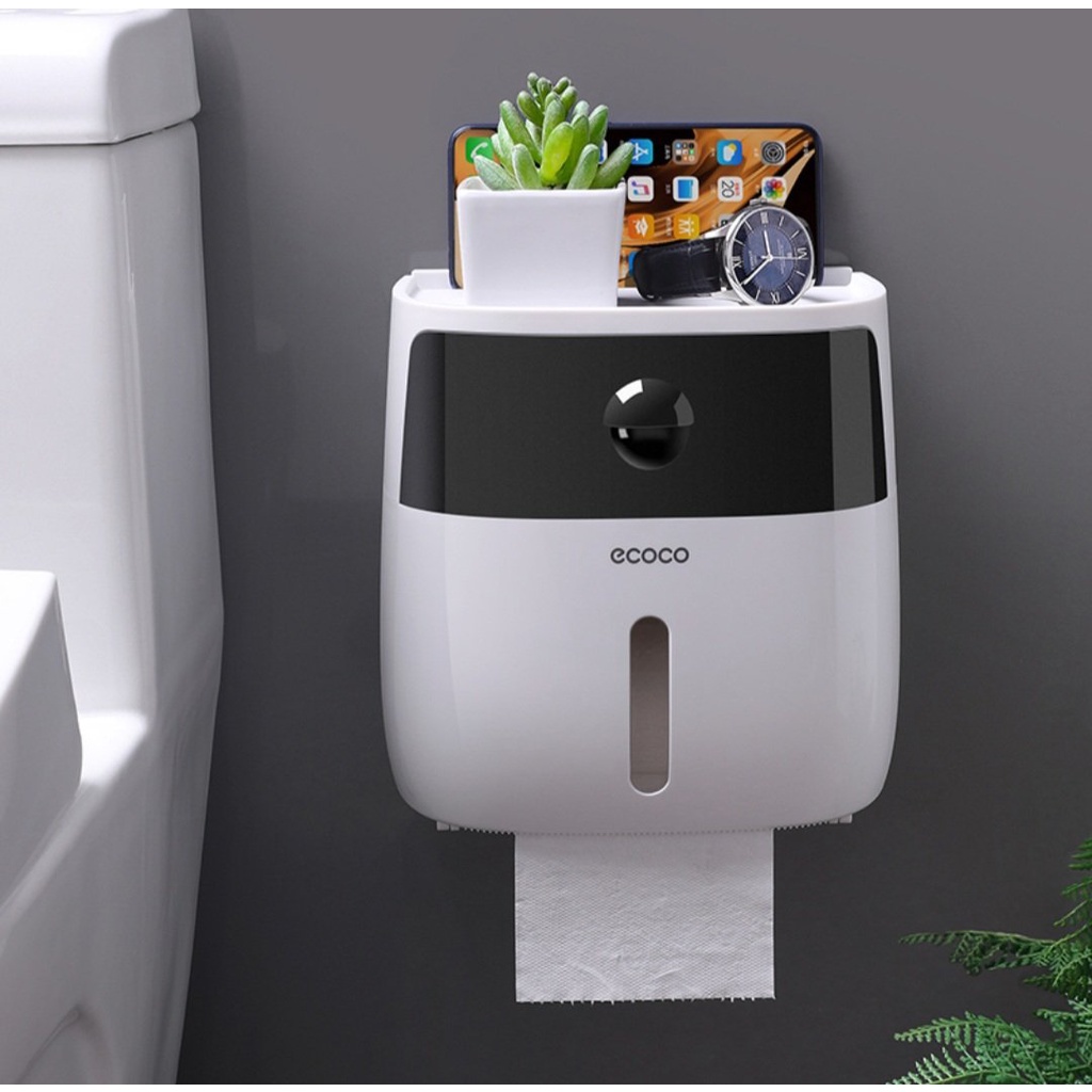 Hộp đựng giấy vệ sinh ECOCO cao cấp, Hộp giấy vệ sinh chống ẩm ướt tiện dụng cho phòng tắm gọn gàng