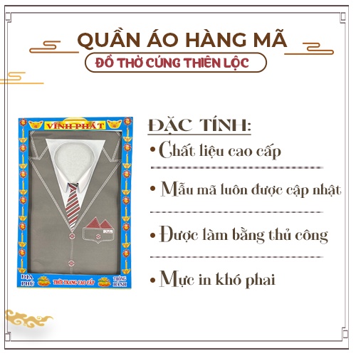 Combo Cúng Áo Hộp Vest Ông Cao Cấp Hàng Mã Đồ Thờ Cúng Thiên Lộc - Gồm Áo Quần Nón Mắt Kính Dép Điện Thoại