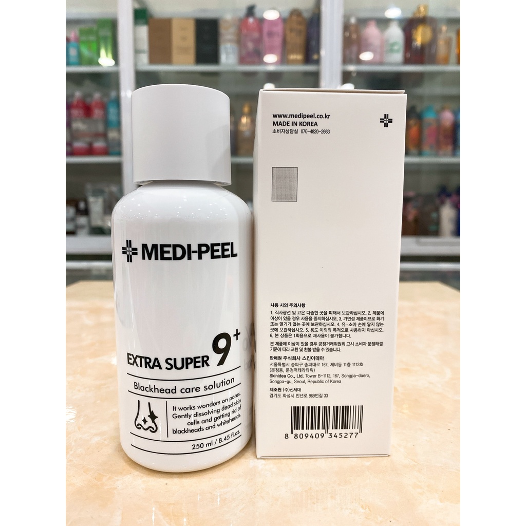 Bộ 2 Món Ủ Mụn Medi-Peel Extra Super 9+ Blackhead Care Solution 250mL + 40 Cotton Pads Hàn Quốc