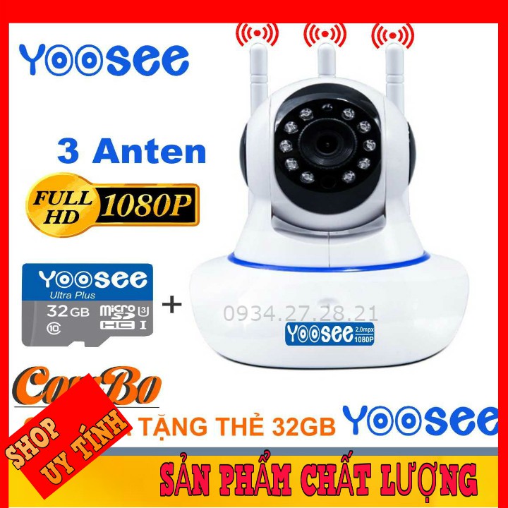 Camera Yoosee 3 Anten Full HD 1080P kèm thẻ nhớ 32G