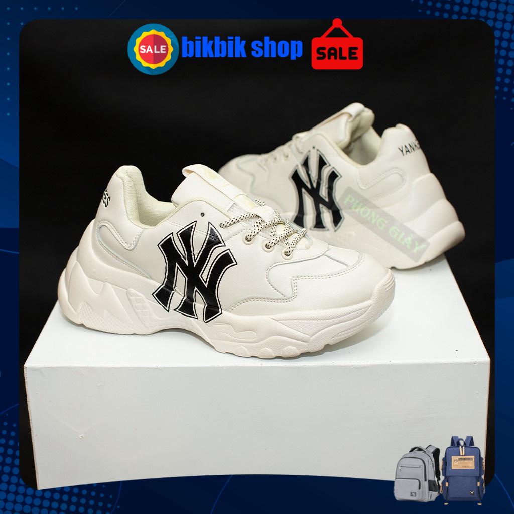 Giày thể thao MLB chữ NY đen nam nữ đế hack chiều cao