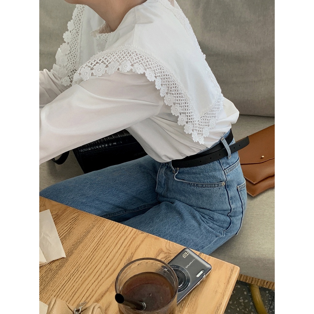 (HÀNG SẴN - HÌNH THẬT) Áo sơ mi cổ hải quân - Áo sơ mi cách điệu phối hoạt tiết ren