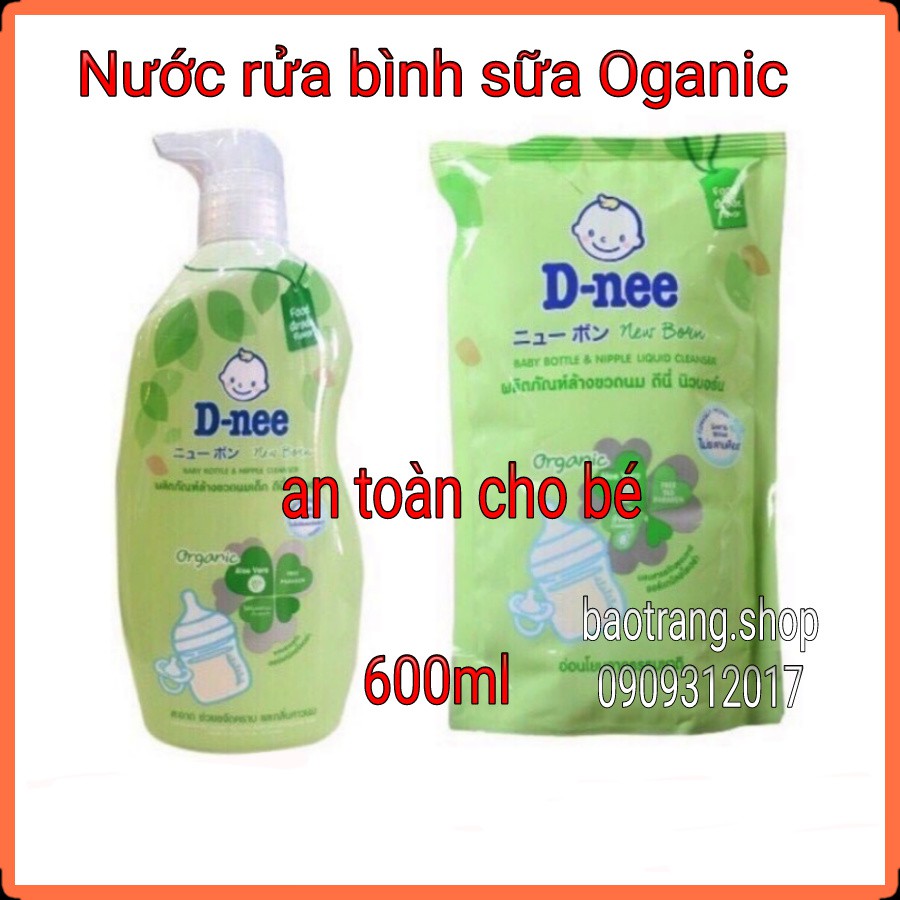 [Cho bé] Nước rửa bình sữa Dnee Oganic Thái Lan 600ml (trà xanh)