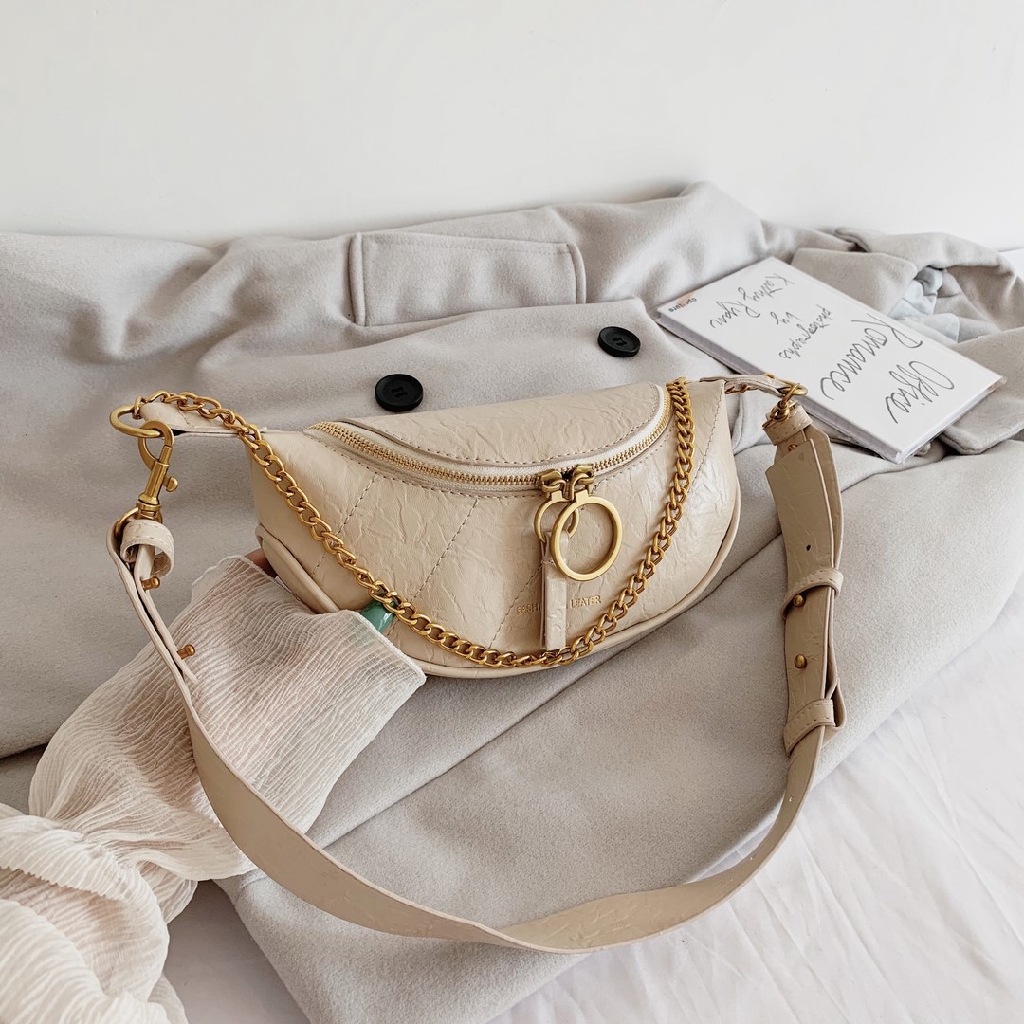 (Hàng mơi về) Túi bao tử da nhăn sành điệu kèm 2 dây đeo_MA76