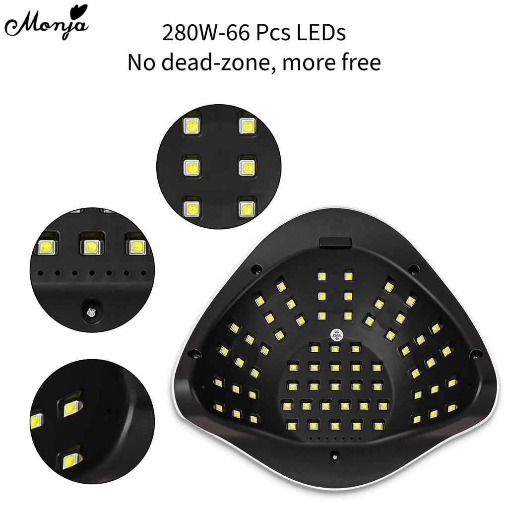 Đèn sấy khô sơn móng tay MONJA UV LED cảm biến thông minh 280W giắc cắm EU tiện lợi