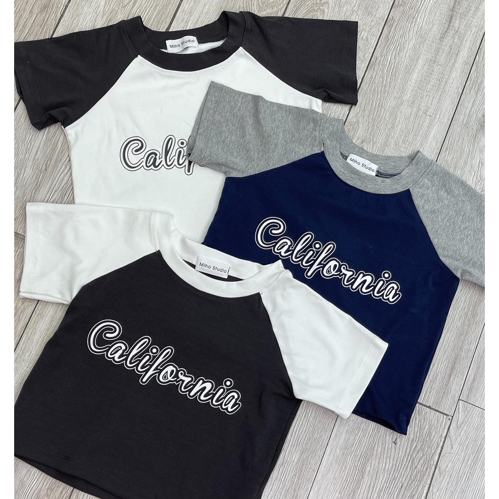 Áo croptop ngắn tay phối màu CALIFORNIA  thời trang Miho house