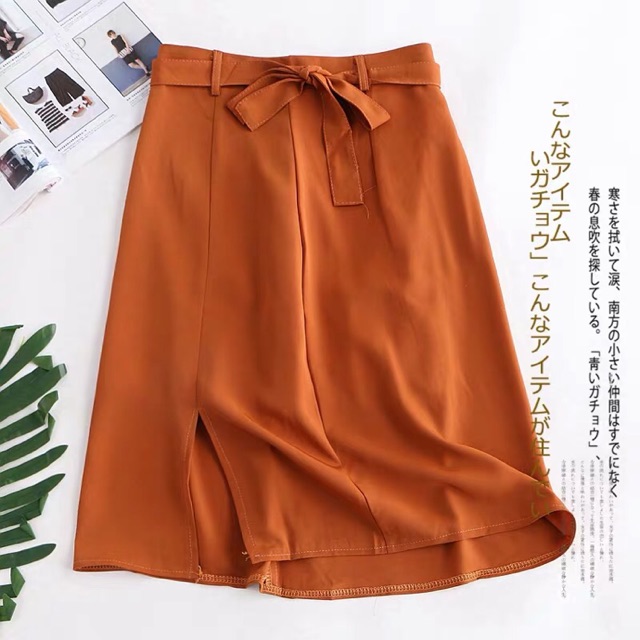 [Quynhmai2204] Chân váy voan dáng A xẻ gấu phối dây nơ hàng xuất