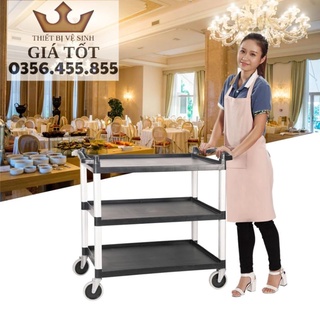 Xe đẩy nhựa dọn thức ăn,xe đẩy nhựa thức ăn đa năng,xe phục vụ nhà hàng 3 tầng hàng chính hãng