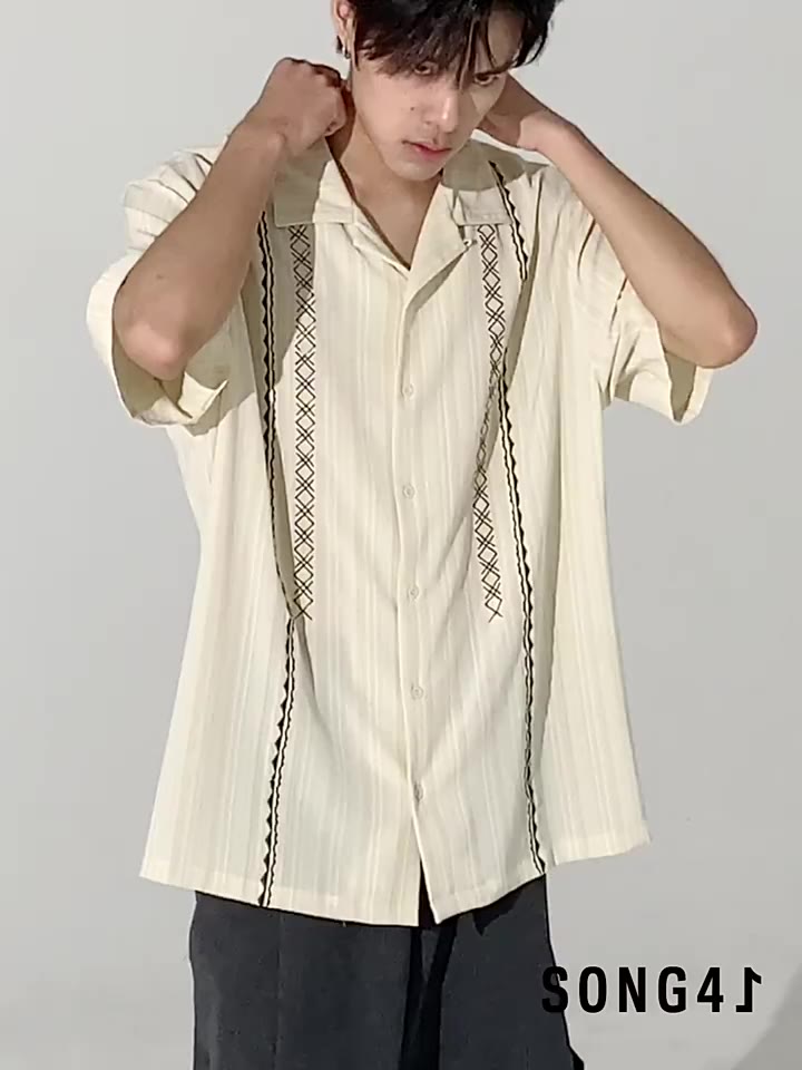 Áo Sơ Mi Tay Ngắn Dáng Rộng Thêu Họa Tiết Phong Cách Hawaii Thời Trang Cho Nam | BigBuy360 - bigbuy360.vn