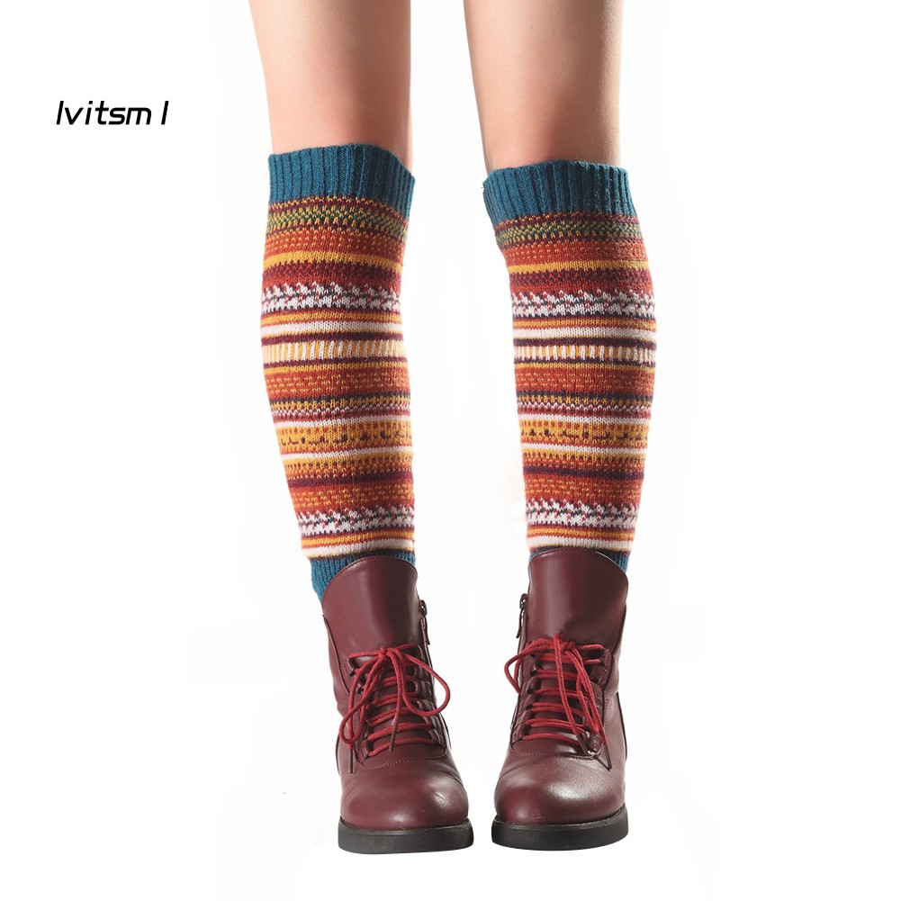 【LTM】Women Striped Knitted Leg Warmers Winter Footless Knee High Fashion Boot Socks | BigBuy360 - bigbuy360.vn
