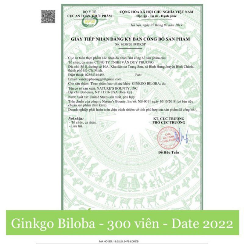 Viên uống Ginkgo Biloba Trunature 340 viên Mỹ date 11/2023 | Thế Giới Skin Care