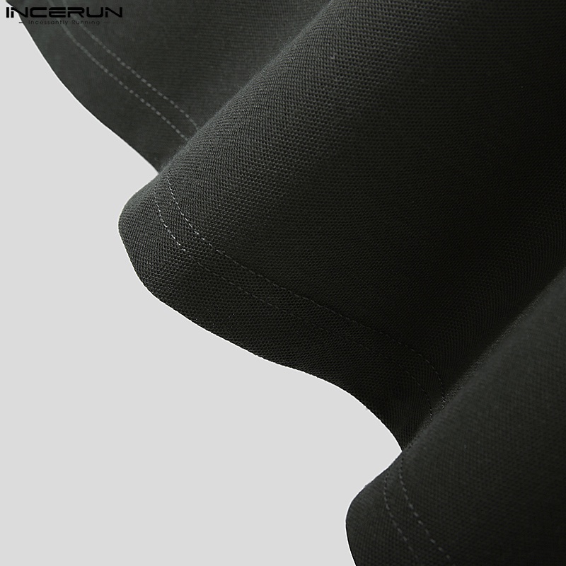 INCERUN Áo Thun Polo Ngắn Tay Màu Sắc Đơn Giản Cho Nam