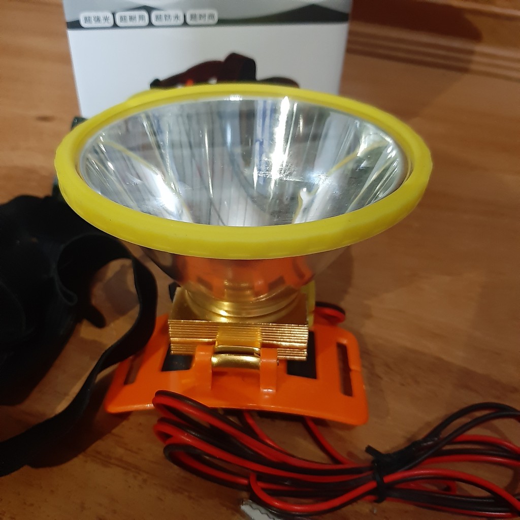 Đèn pin đội đầu kẹp bình ác quy 12v siêu sáng ,ánh sáng vàng