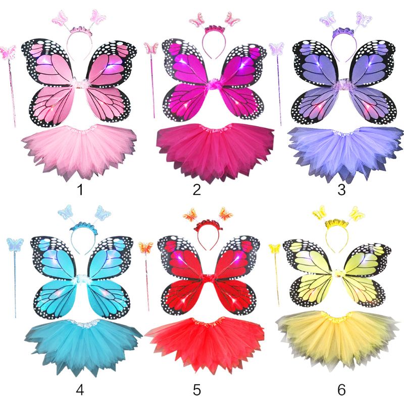 Bộ trang phục kèm phụ kiện hóa trang công chúa dễ thương cho bé gái Girls Butterfly Costume Tutu Dress