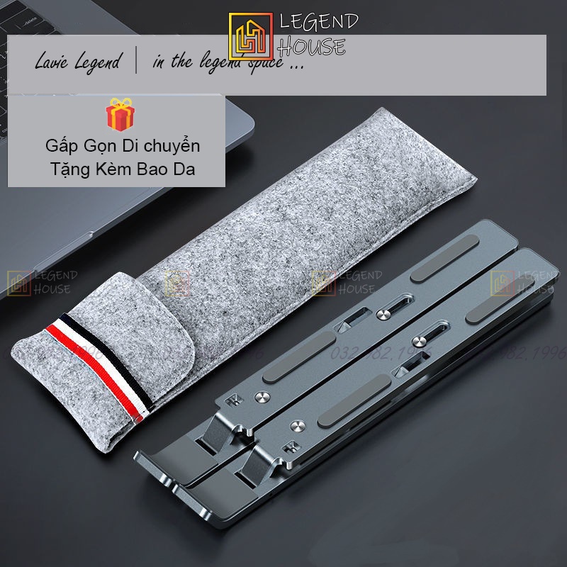 Giá đỡ laptop,ipad, macbook gấp gọn, kệ đỡ máy tính nhôm cao cấp kèm túi đựng cao cấp, tản nhiệt máy tính