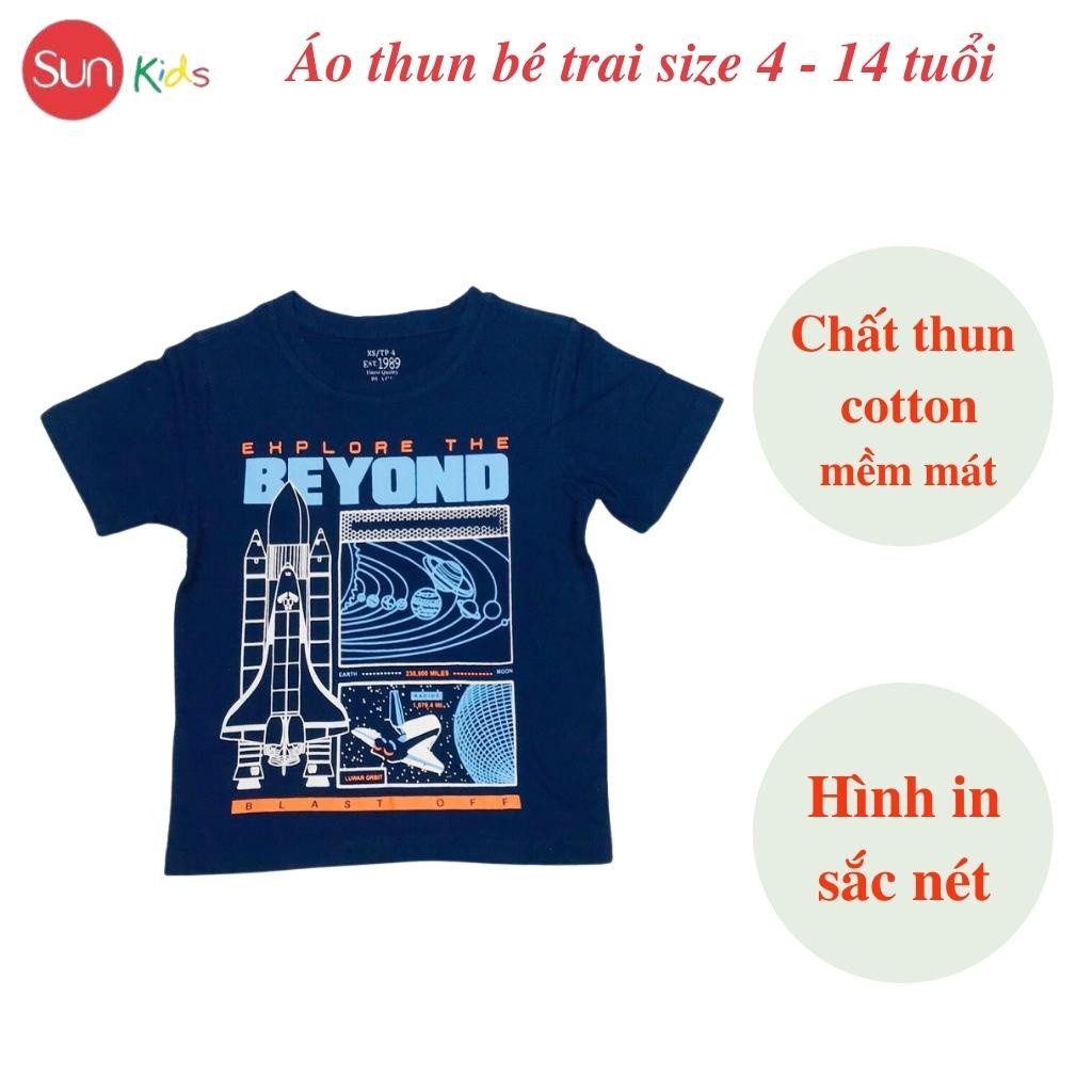 Áo thun bé trai, áo phông cho bé trai chất cotton nhiều màu, size 4-14 tuổi - SUNKIDS