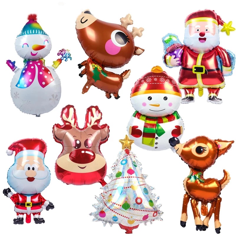 Bong bóng lá nhôm hình ông già noel/ người tuyết/ tuần lộc dành cho trang trí nhà cửa dịp Giáng Sinh năm mới