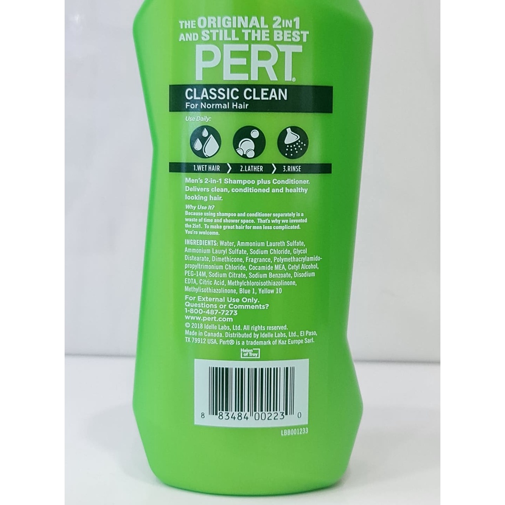 Dầu Gội Xả 2 Trong 1 Pert Classic Clean 1000ml Canada