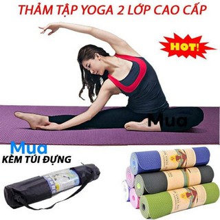 [ TẶNG DÂY BUỘC THẢM ] Thảm Tập YoGa -Thảm Tâp GYM 6mm Chống trượt tập thể dục tpe 2 lớp không mùi mẫu mới 2021.