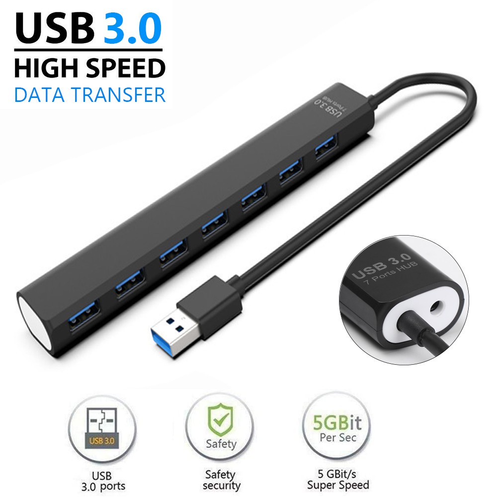 MYRON Plug and Play 4/7 Ports Splitter High Speed Individual LED Power Switch USB 3.0 Hub Universal Data Transfer Professional External USB Expander