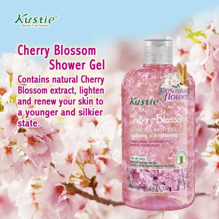 Combo 2 Sữa tắm Kustie Cherry Blossom chiết xuất cánh  hoa anh đào 500ml