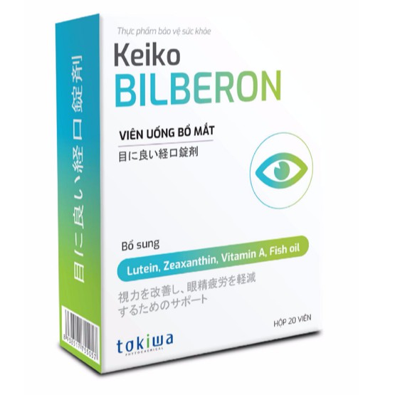 Bổ mắt Keiko Bilberon – hỗ trợ giảm mỏi mắt, khô mắt, giúp mắt sáng khỏe, hạn chế thoái hóa điểm vàng (20 viên)