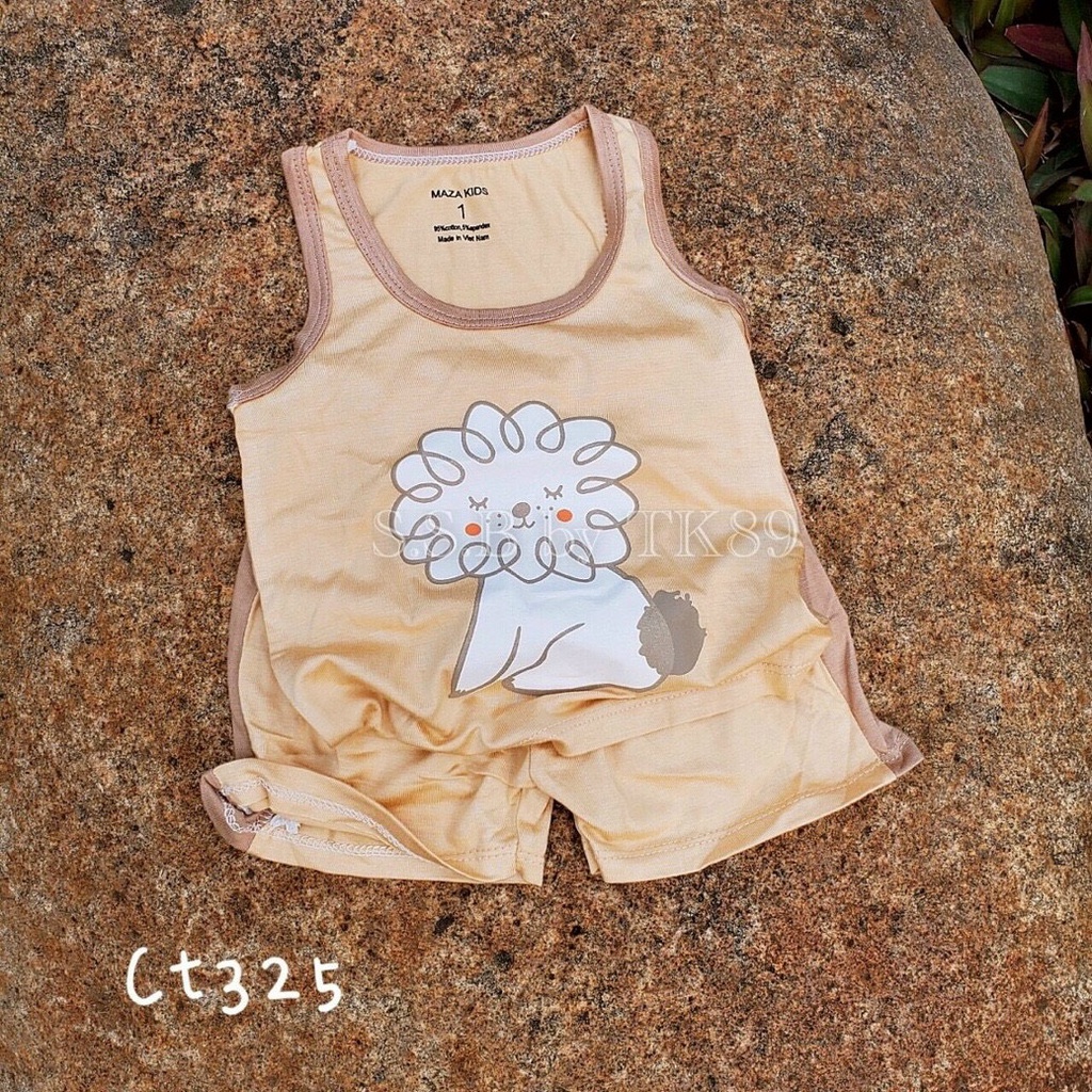 Bộ đồ Ba Lỗ B35018 Cho Bé Trai, Bé Gái  Vải Thun Lạnh Họa Tiết Động Vật Dễ Thương an toàn với làn da của bé