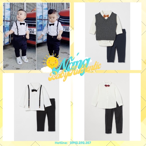 Set đồ công tử có nơ cài cho bé trai đủ size từ 9 tháng - 4 tuổi chất liệu cotton an toàn thoái mái SĂN SALE Hờ Mờ