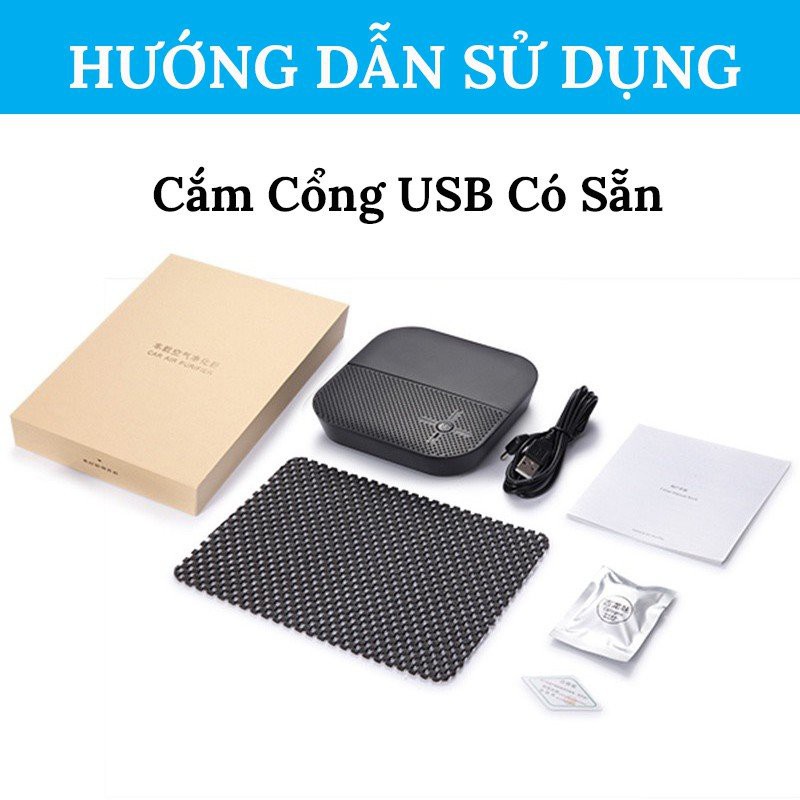 Máy lọc không khí ô tô, máy khử mùi ô tô, chống say xe, lọc bụi mịn PM2.5, xông tinh dầu-BH 12 tháng