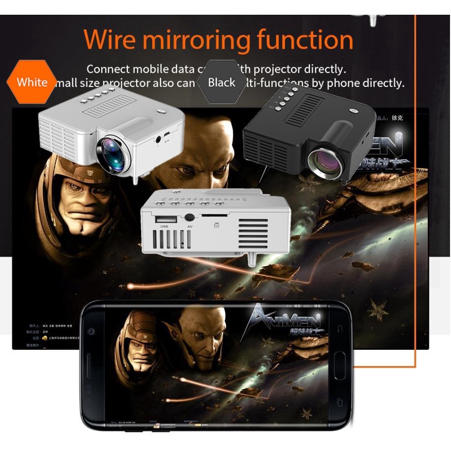 Máy chiếu mini tích hợp loa có đèn led UC28C - kết nối đầu thu HD biến nhà bạn thành rạp chiếu phim một cách dễ dàng