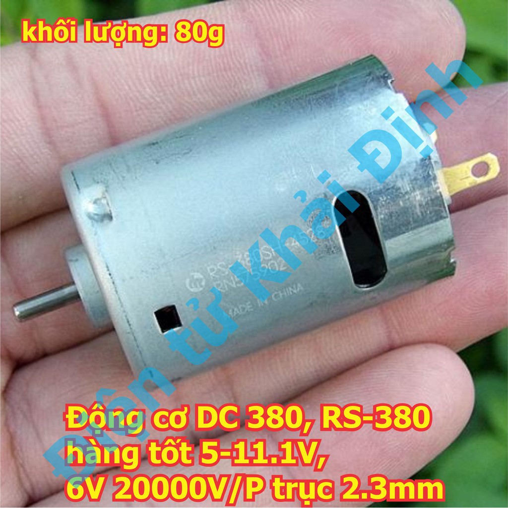 Động cơ DC Mabuchi 380, RS-380SH-4528 hàng tốt 5-11.1V, 6V/ 20000V/P trục 2.3mm kde5827