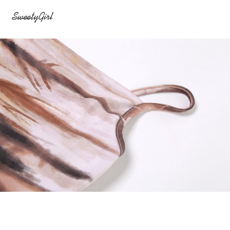 Đầm hai dây mini ôm dáng hở lưng in họa tiết thời trang quyến rũ cho nữ